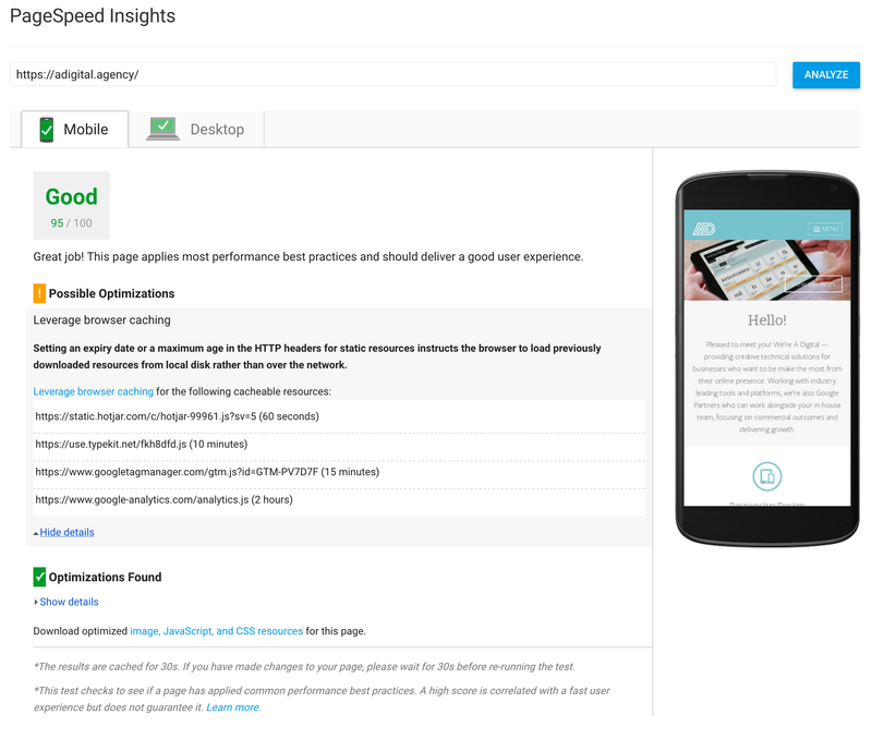 PageSpeed Good Insigths